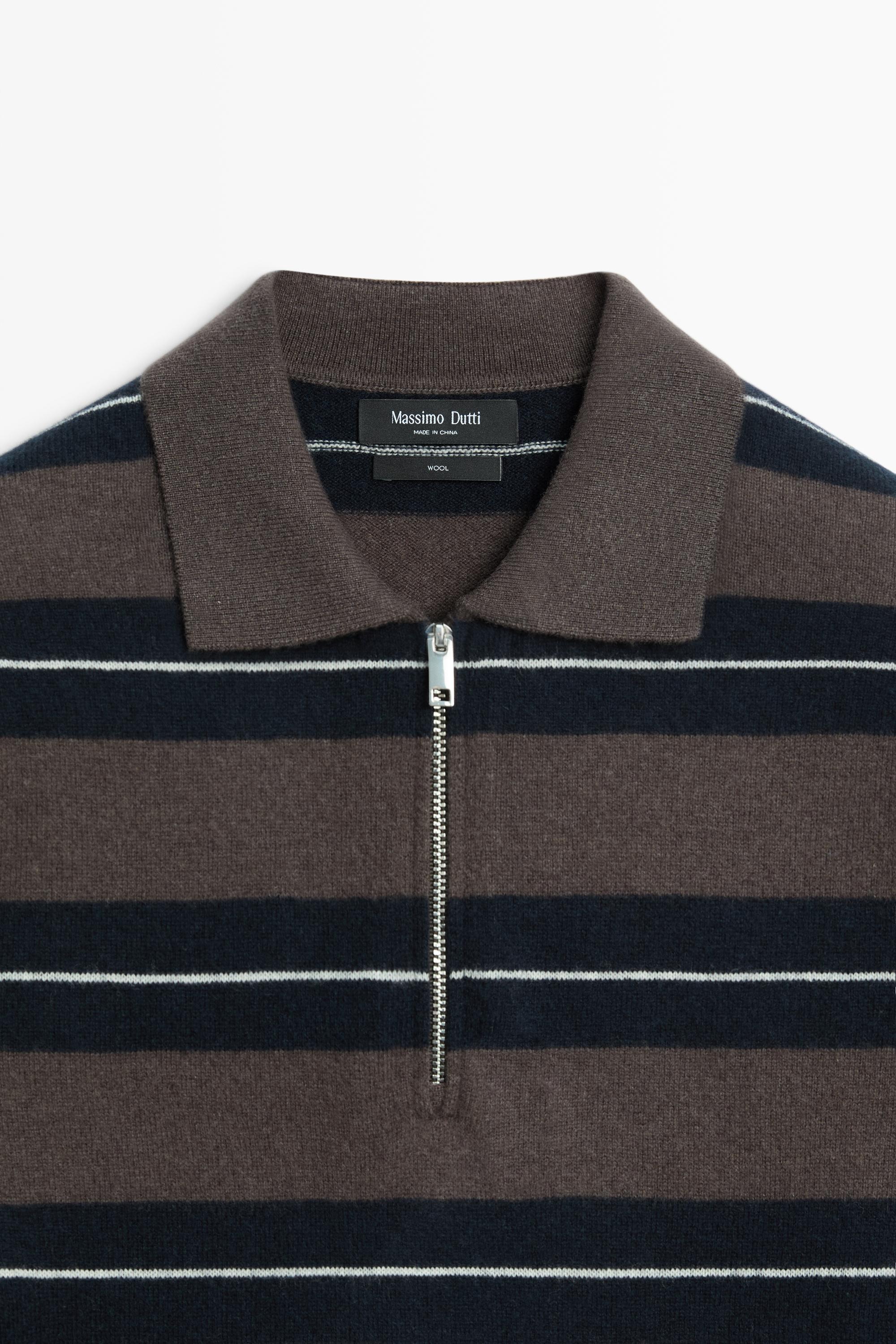 Striped knit polo sweater